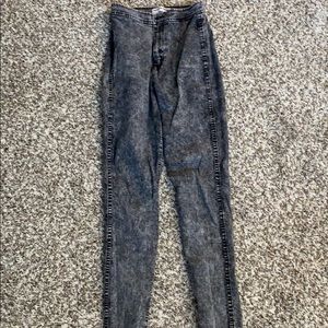 Grey acid wash jeans